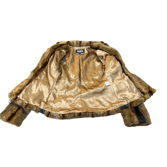 Vintage Chic MARVIN Womens Brown Faux Fur Coat - Picture 11 of 12